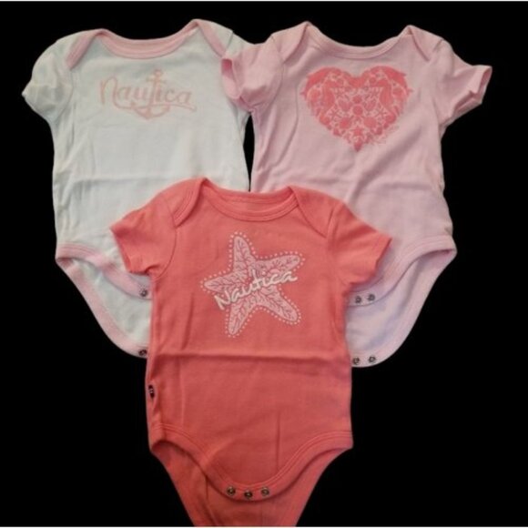 * NAUTICA Lot of Pink Short Sleeved Onzie Bodysuits Girls 6-9 months - Picture 1 of 5